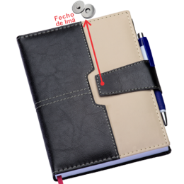 Agenda Executiva PRETA c/ Fecho de Imã + Suporte p/ Caneta