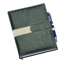 Agenda Executiva Verde c/ Fecho e Suporte p/ Caneta