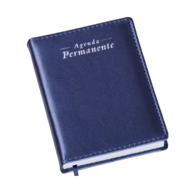 Agenda Compacta Permanente Metalizada Lisa Azul