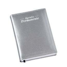 Agenda Compacta Permanente Metalizada Lisa Prata