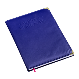 Agenda Semanal Super Capa Metalizada Lisa Azul