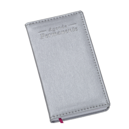 Agenda Permanente de Bolso Capa Metalizada Lisa Prata