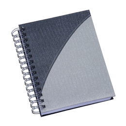 Agenda Wire-o Metalizada com Recorte Meia Lua Grafite c/ Prata com Bolsa Interna