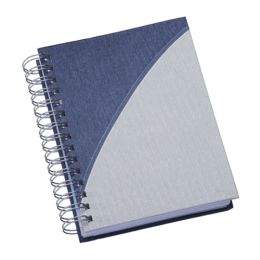 Agenda Wire-o Metalizada com Recorte Meia Lua Azul c/ Prata com Bolsa Interna