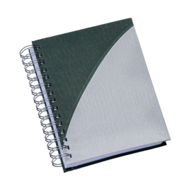 Agenda Wire-o Metalizada com Recorte Meia Lua Verde c/ Prata com Bolsa Interna