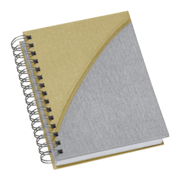 Agenda Wire-o Metalizada com Recorte Meia Lua Ouro c/ Prata com Bolsa Interna