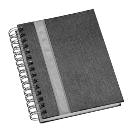 Agenda Wire-o Metalizada Grafite com Faixa Prata com Bolsa Interna