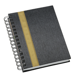 Agenda Wire-o Metalizada Grafite Com Faixa Ouro com Bolsa Interna