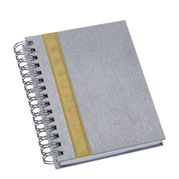 Agenda Wire-o Metalizada Prata com Faixa Ouro com Bolsa Interna