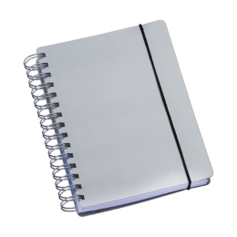 Agenda Wire-o Capa Plástica c/ Elástico Prata / Pérola c/ Bolsa Interna