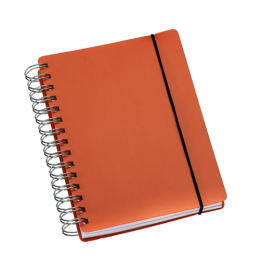 Agenda Wire-o Capa Plástica c/ Elástico Laranja c/ Bolsa Interna