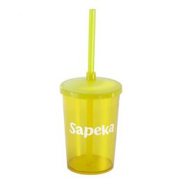 Copo 350 ml com Tampa e Canudo FAN22