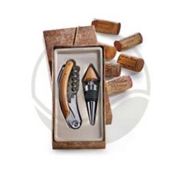 Acessórios para Vinho em Inox/Bambu Vêneto 2 pçs