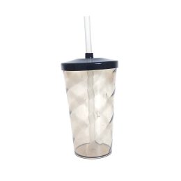 Copo Twister c/ Tampa e Canudo Fumê 550ml LT-028