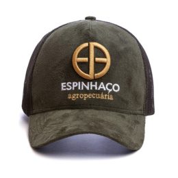 Boné Modelo Trucker Aba Curva Confeccionado em Camurça + Tela bone25167