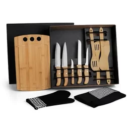 Kit Gourmet com Tábua, Facas, Colheres 12 Pçs SMKT-9040X