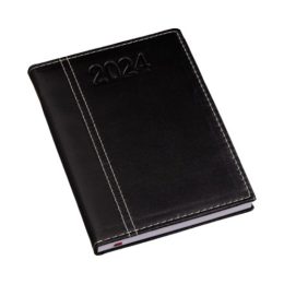 Agenda Diária Capa Lisa Preta com Costura LG106L