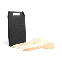 Kit De Utensílios Em Bambu 30cm 3 Pçs SMKT-90132