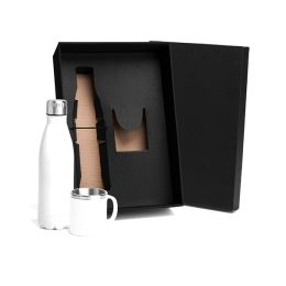 Kit Com Garrafa e Caneca Branca SMKT-90153