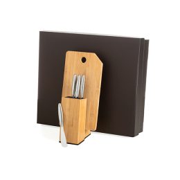 Conjunto Queijo C/ Cepo Em Bambu / Inox 5 Pçs SMKT-90162