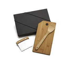 Kit Cozinha em Bambu / Inox Com Espátula Multiuso 3 Pçs SMKT-90180