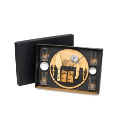 Kit Pizza Em Bambu Com Copos 19 Pçs SMKT-9019X