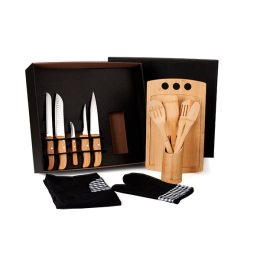 Kit Gourmet Com Tábua, Facas, Colheres 13 Pçs SMKT-9X073